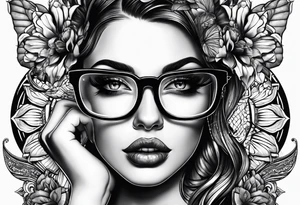 Life finds a way saying add glasses to woman tattoo idea