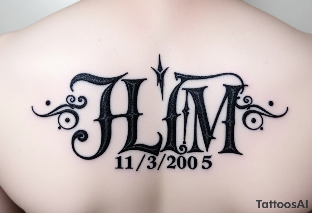 Initials JLM with 11/3/2005 tattoo idea
