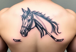 Horse with hockey sticks tattoo idea