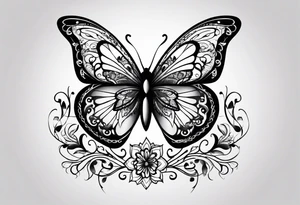 word N and S with butterfly tattoo idea