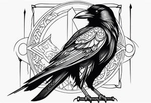 black raven with sword in mouth tattoo idea