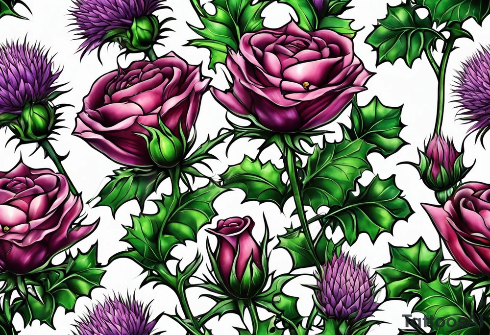 Thistle rose shamrock KND tattoo idea