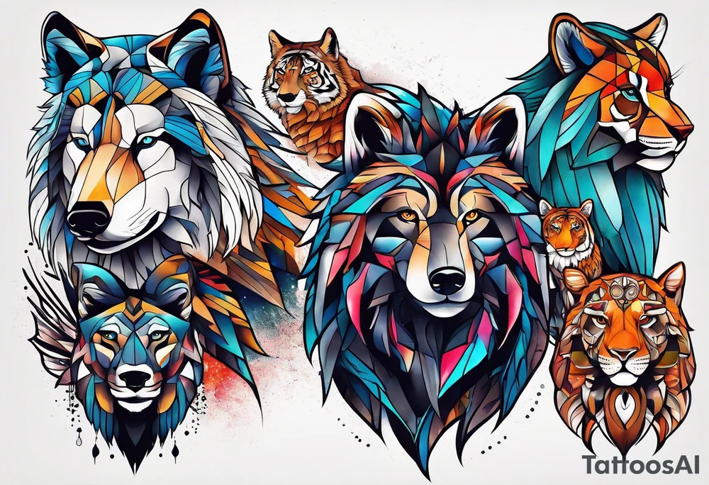 Alpha group of animals tattoo idea