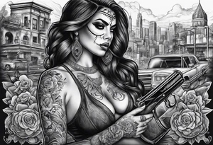 Chicano style 
city dayof dead



shootout tattoo idea