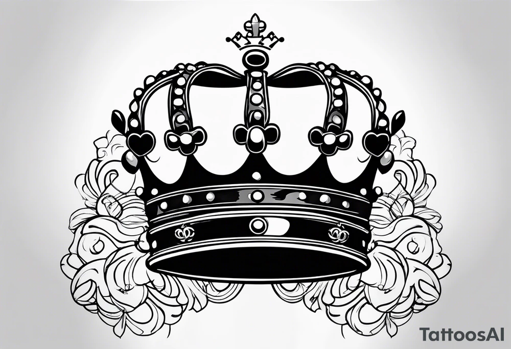 Chanel logo symbol with king crown on top tattoo idea