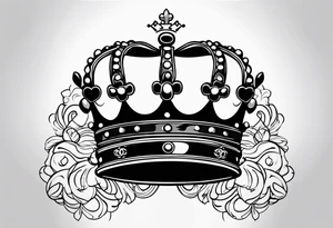 Chanel logo symbol with king crown on top tattoo idea