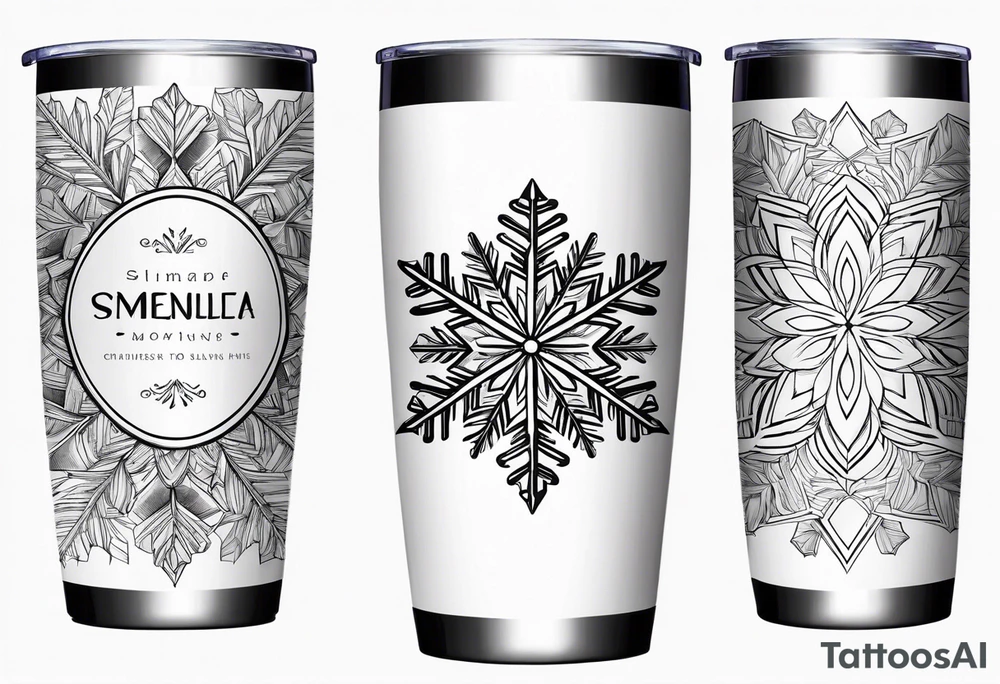 20 oz tumbler simple minimalist Christmas snowflake
motif with a blank banner to engrave a name in the middle tattoo idea