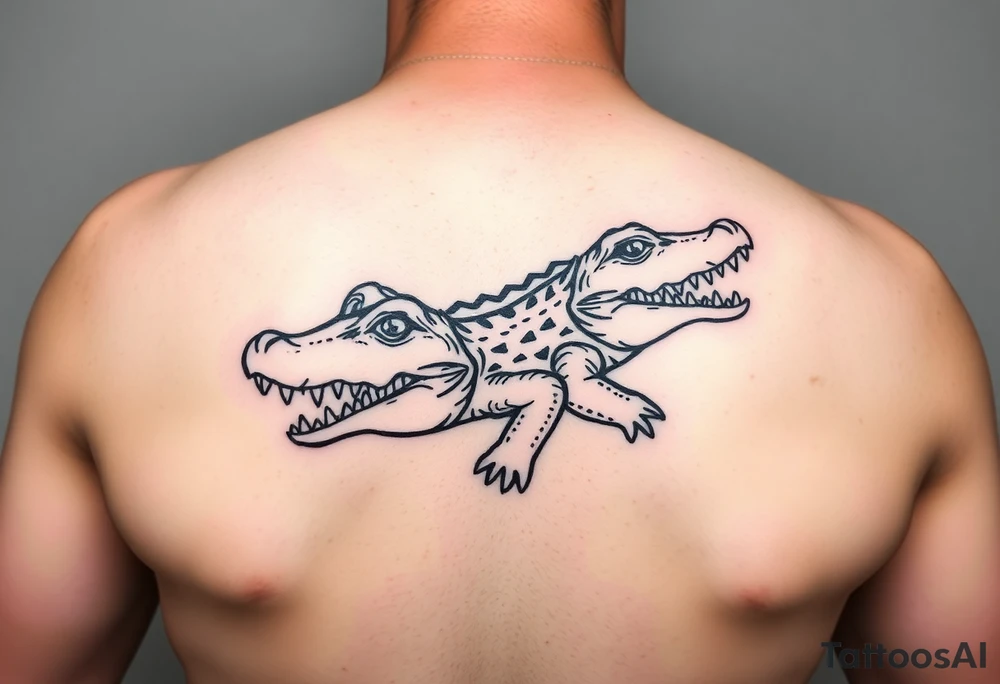 cartoon mardi gras alligators tattoo idea