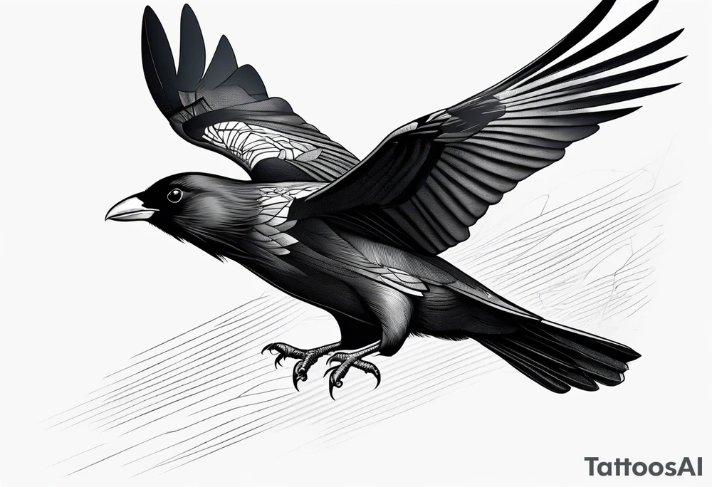 alpine chough in flight tattoo idea