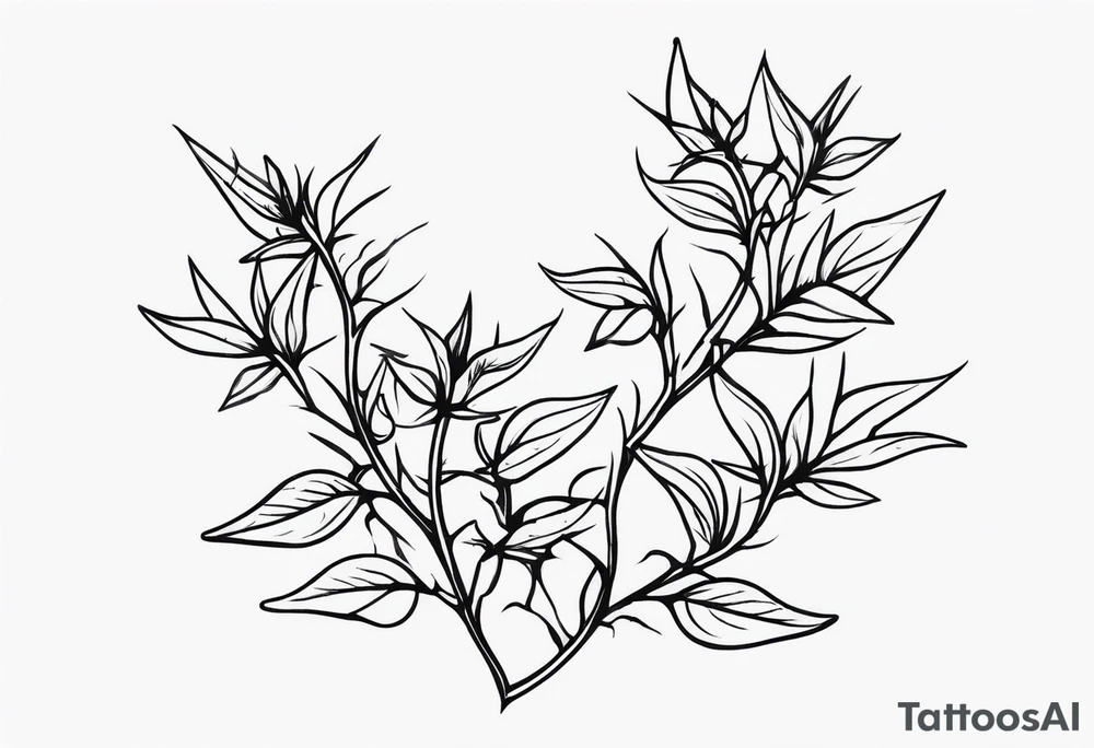 Long straight black and white vines with thorns tattoo idea Long straight black and white vines with thorns tattoo idea