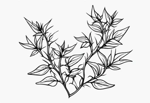 Long straight black and white vines with thorns tattoo idea