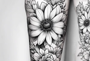 Verticle arm wrap of dainty flowers and leaves with bee forearm tattoo idea