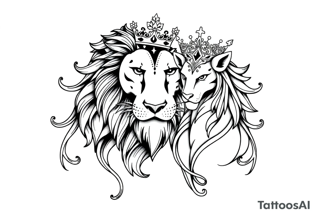 powerful majestic lion vagina and anus
with a crown tattoo idea