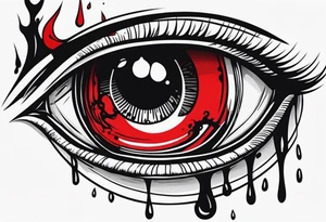 Bleeding tear drain to down from red eye sleeve tattoo design tattoo idea