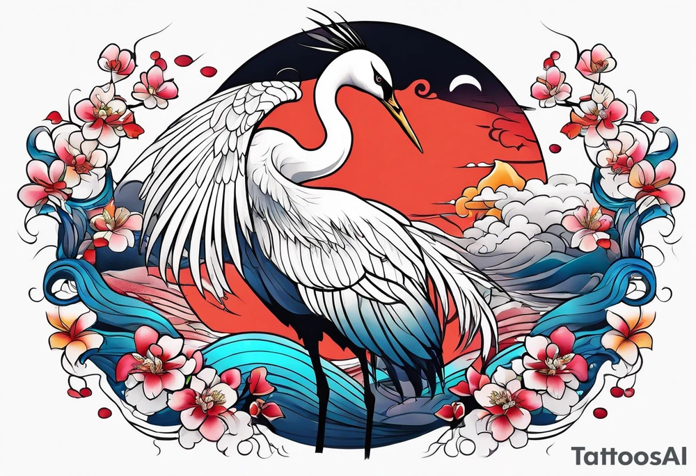 Japanese crane tattoo idea