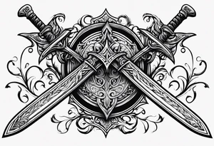 A single vertical sword with empty background tattoo idea