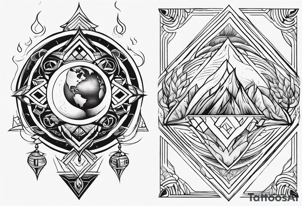 three elements: fire, air, earth tattoo idea