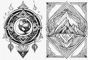 three elements: fire, air, earth tattoo idea