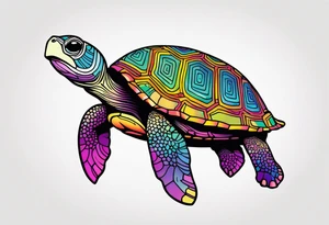 psychedelic turtle, from the top, cute, minimalist tattoo idea