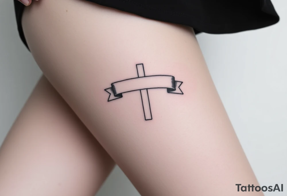 Cross a banner
Around it tattoo idea