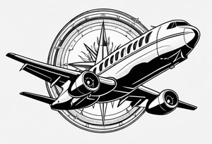 compass airplane tattoo idea