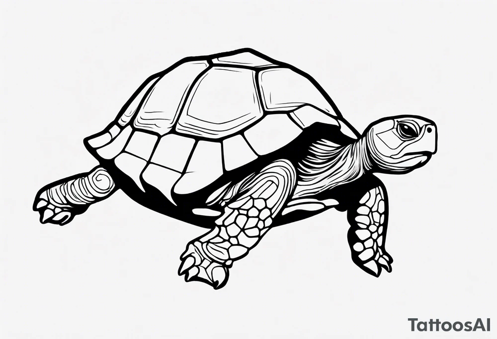 One line cartoonish tortoise reminding you to go slow tattoo idea