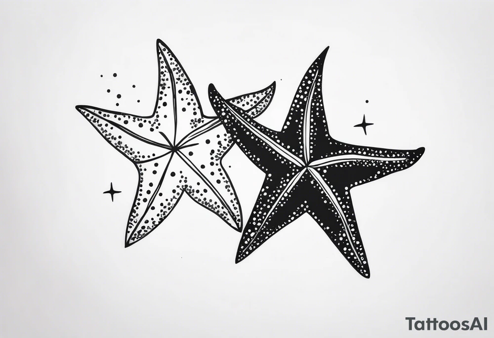 Two different star fish on top of olive branch tattoo idea Two different star fish on top of olive branch tattoo idea