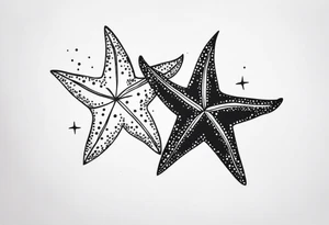 Two different star fish on top of olive branch tattoo idea