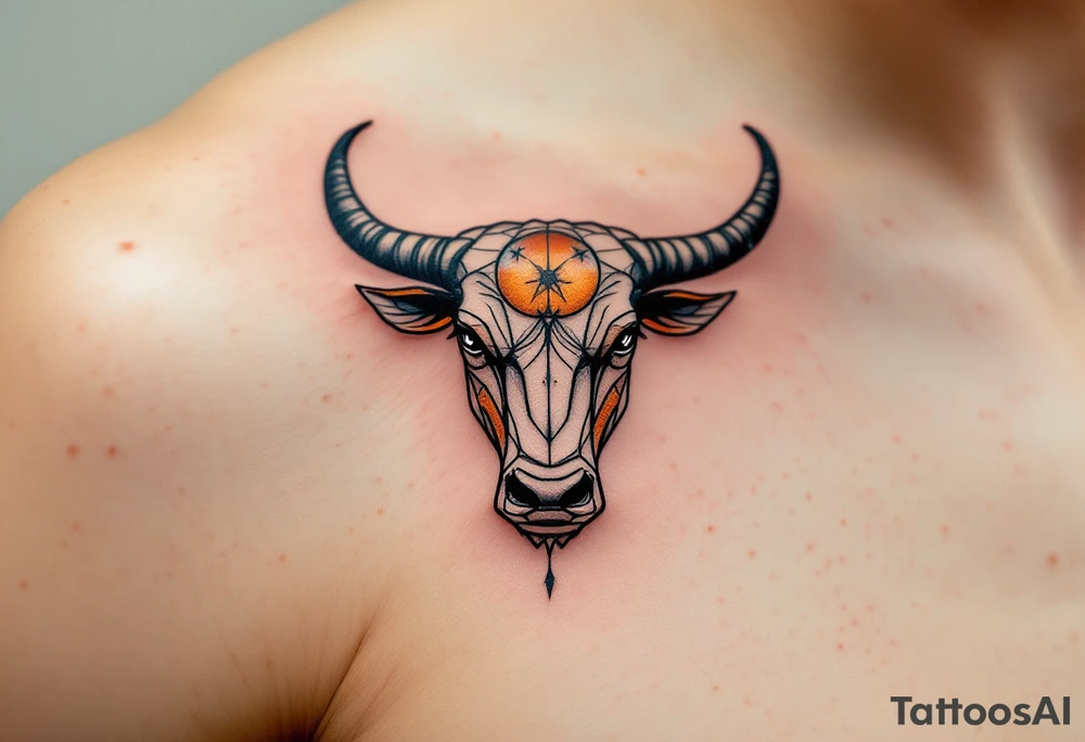 Like a bronze bull frozen in the cosmos, the Taurus constellation charges across the sky in muted copper and ochre. tattoo idea