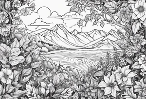 Wildflowers and ivy vines tattoo idea