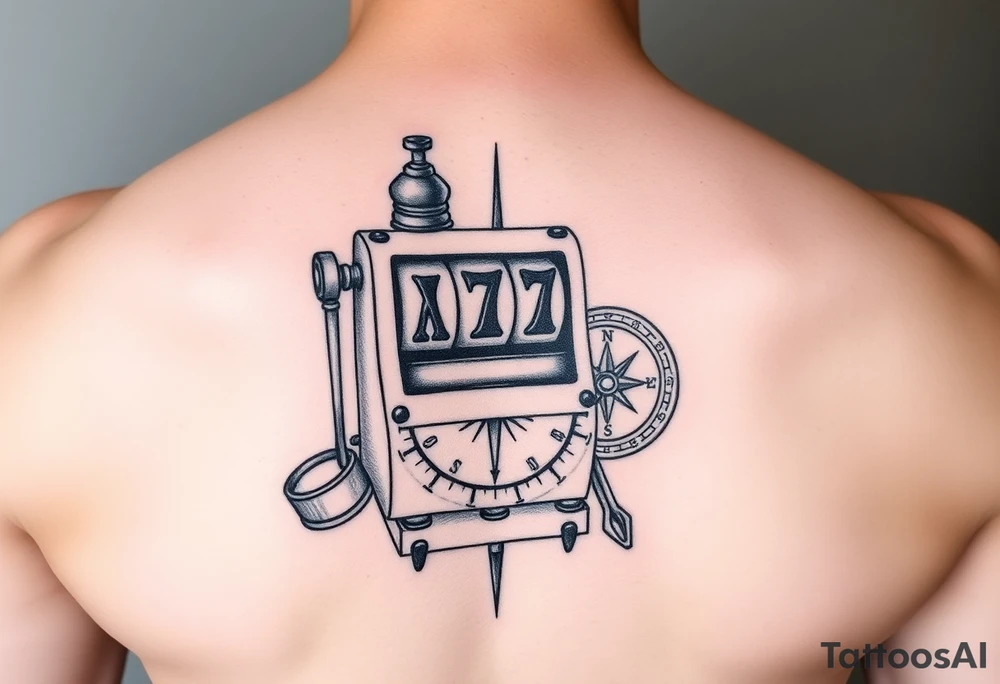 Slot machine and compass tattoo idea