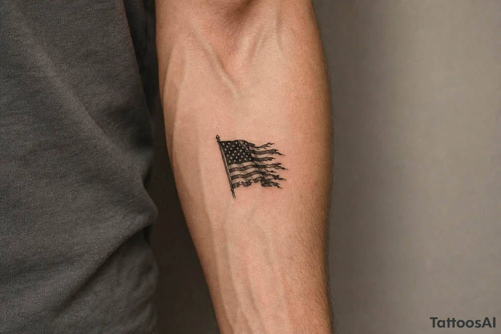torn American flag tattoo idea