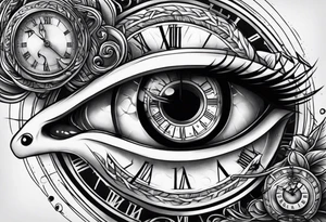 human eye with snake and clock tattoo idea