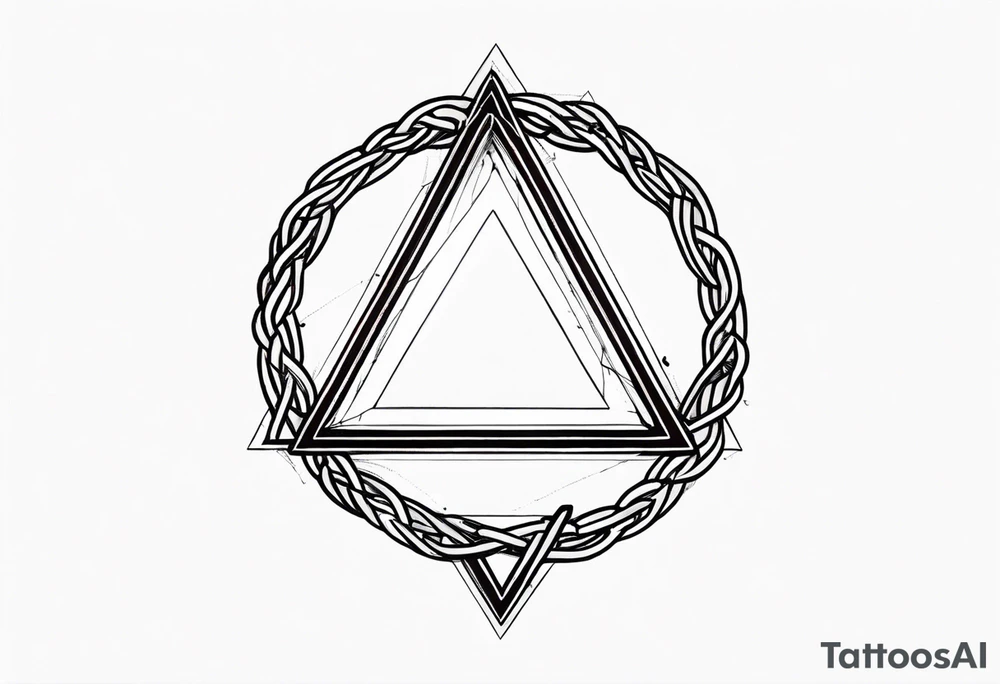 Simplistic triangle inside a circle made from chain and rope elements. tattoo idea Simplistic triangle inside a circle made from chain and rope elements. tattoo idea