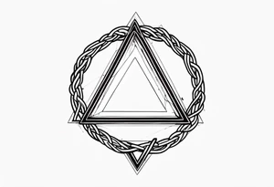 Simplistic triangle inside a circle made from chain and rope elements. tattoo idea