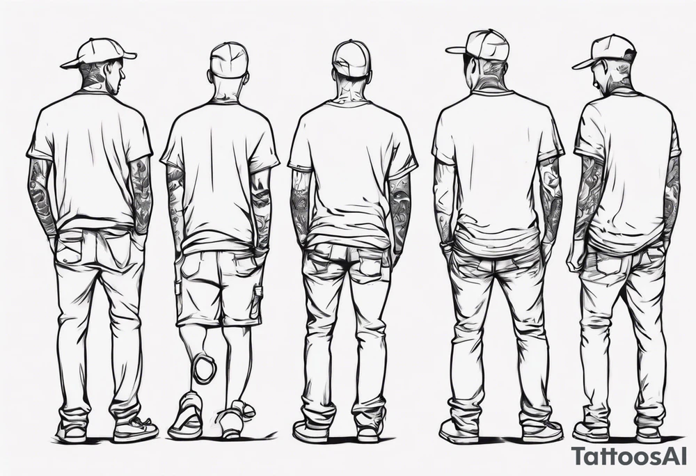 dad and son walks away line drawing tattoo idea