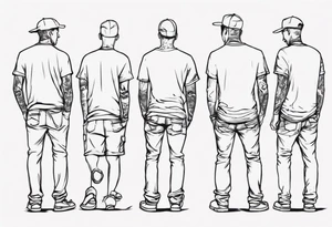 dad and son walks away line drawing tattoo idea