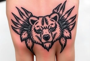 Bears paw with bear face in the middle tattoo idea
