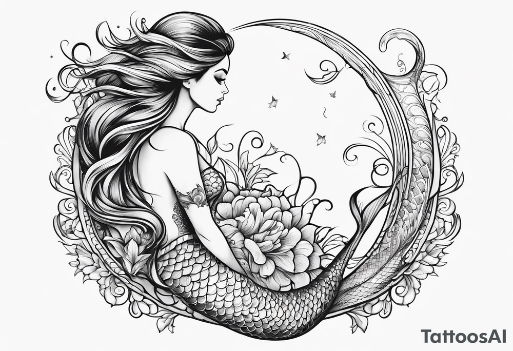 mermaid butt and tail tattoo idea