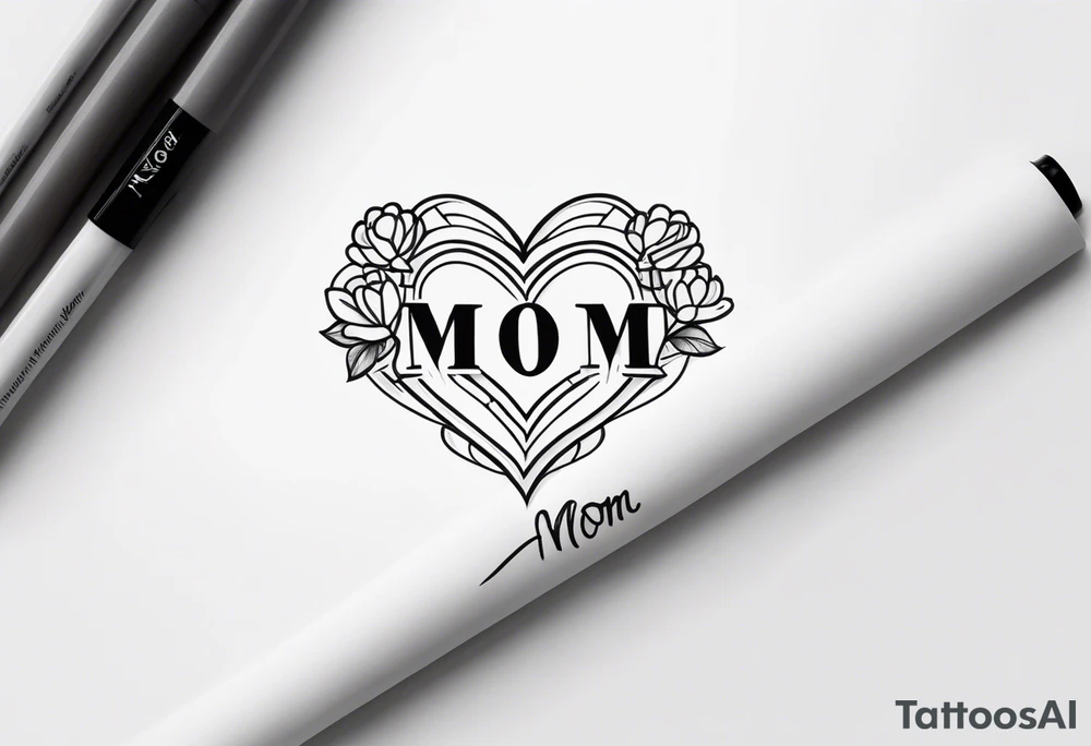 word “mom” in a heart tattoo idea