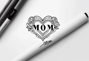 word “mom” in a heart tattoo idea