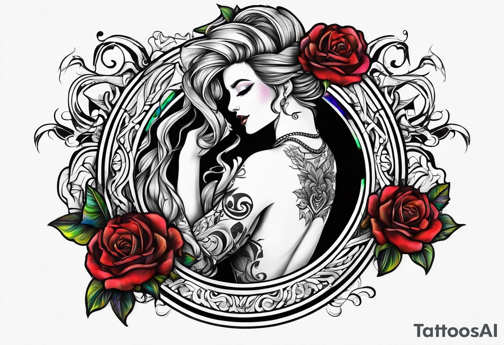 lesbian symbol and music tattoo idea