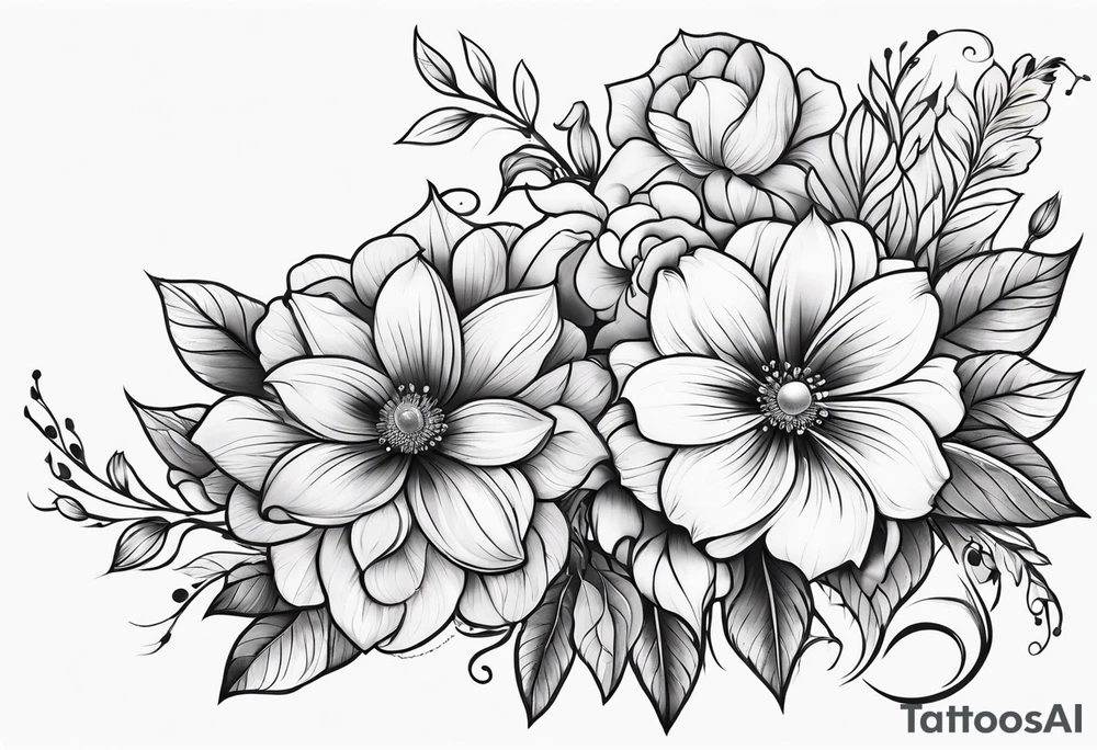 Neotraditional flowers tattoo idea