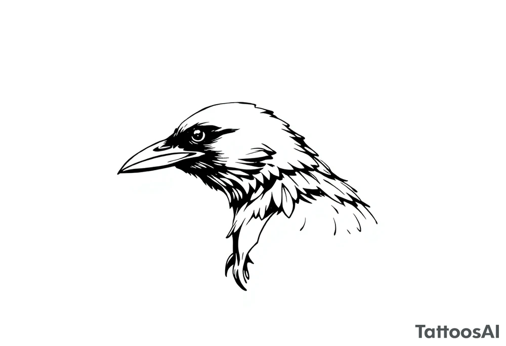 beautiful raven looking over its shoulder tattoo idea