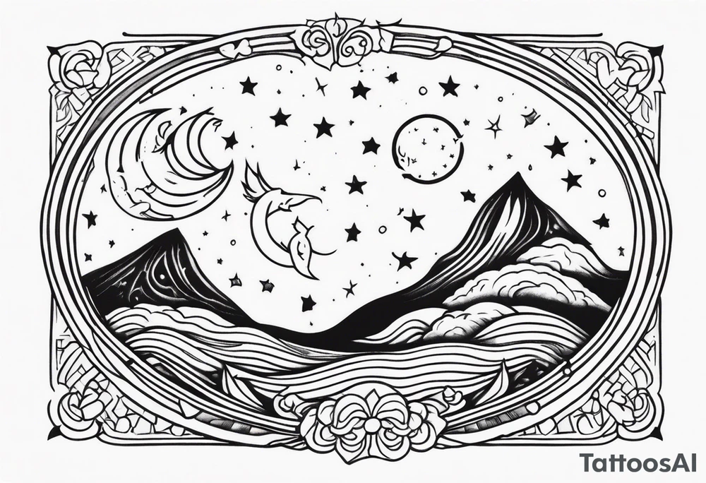 small minimalistic spiritual motive night tattoo idea