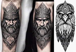 forearm tattoo. Viking odin and crow tattoo idea