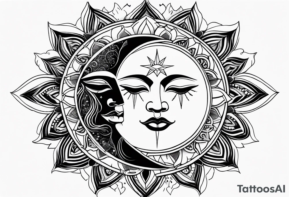 Sun and moon no faces tattoo idea