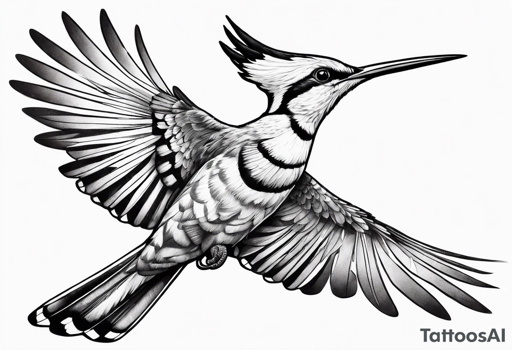 Flying hoopoe tattoo idea