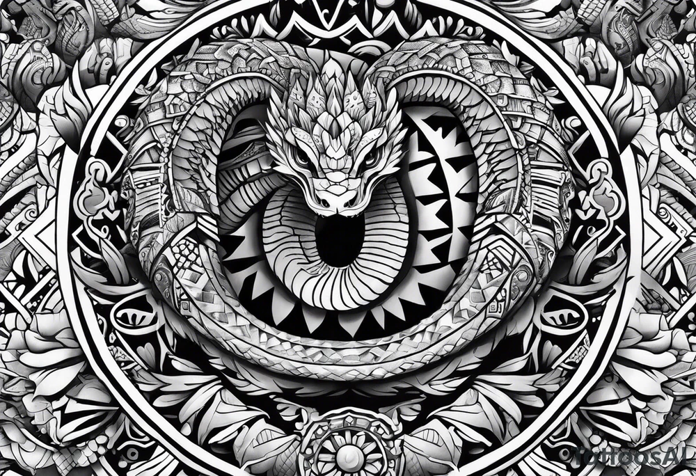 aztec snake sleeve tattoo idea