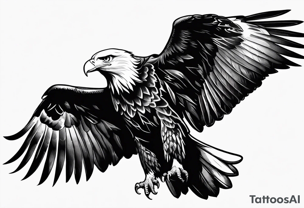 An eagle flying straight with wings out, no legs showing tattoo idea